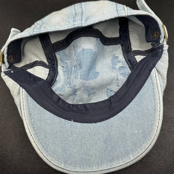 Denim Distressed Adjustable Flat Cap - Picture 3 of 9